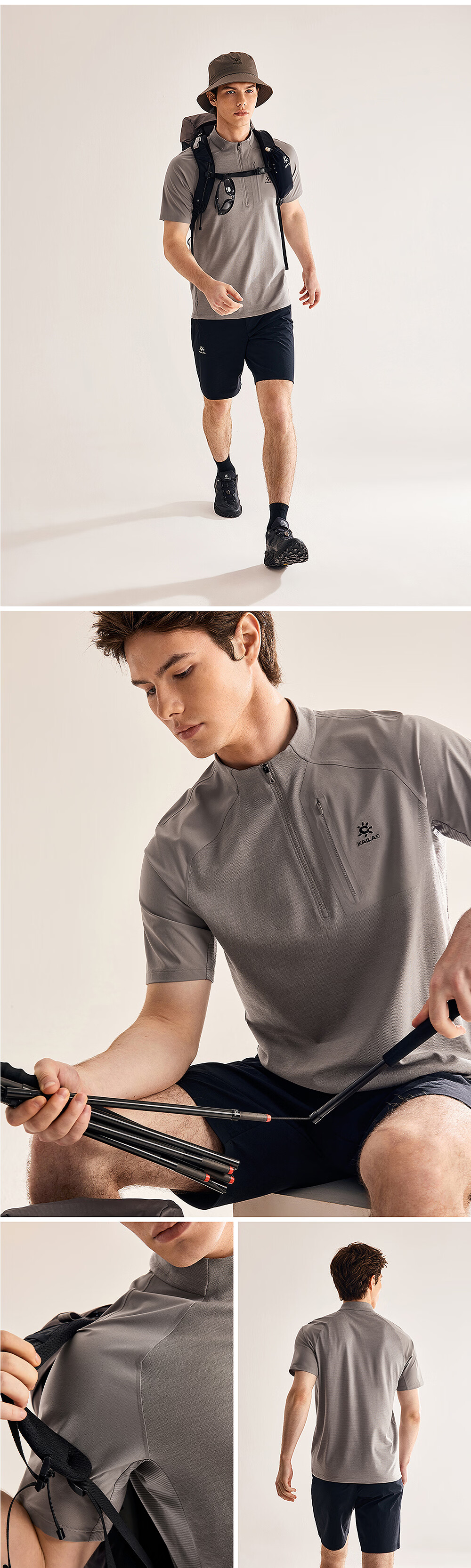 KAILAS XM2 Wool Short Sleeve T-Shirt Men Quick-Dry Half-Zip Outdoor Hiking Breathable Mountaineering Top 17