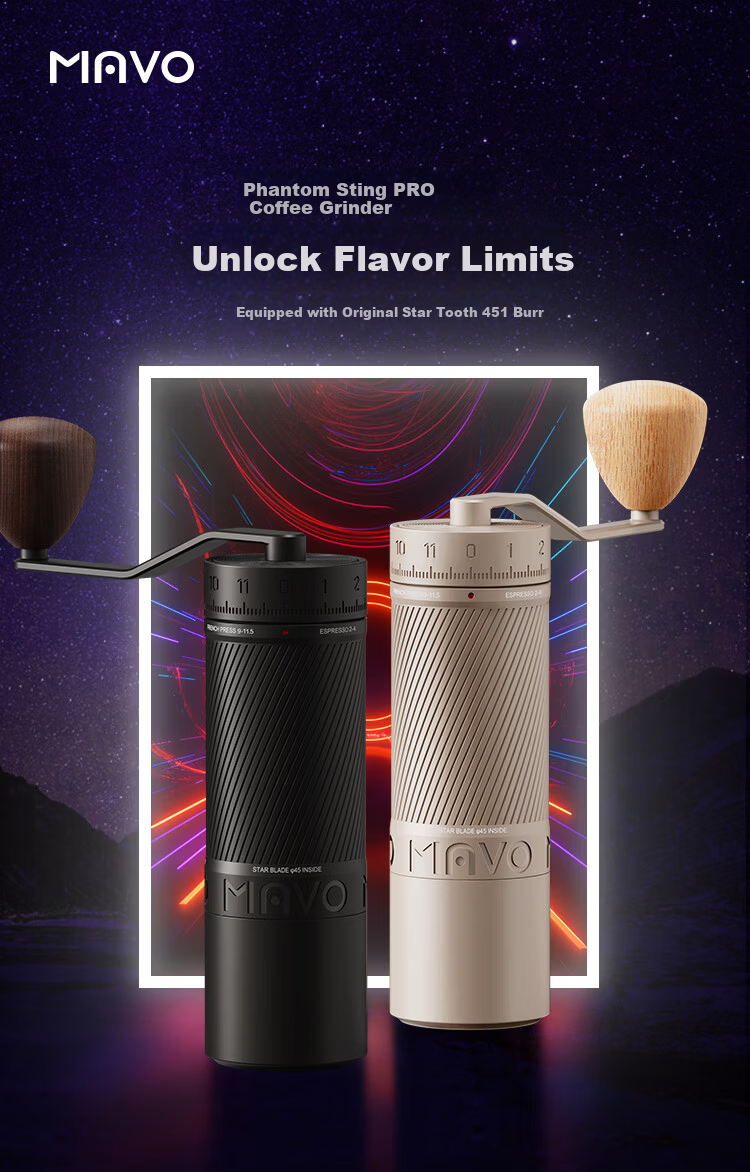 MAVO Phantom PRO Manual Coffee Grinder Hand-Crank Coffee Bean Grinder Yao Yan Black 1