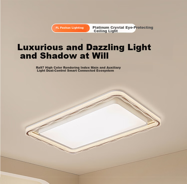 Foshan Lighting Ceiling Lamp Living Room Light Modern Simple Eye Protection LED Mijia Smart Control Platinum Crystal 200W 3