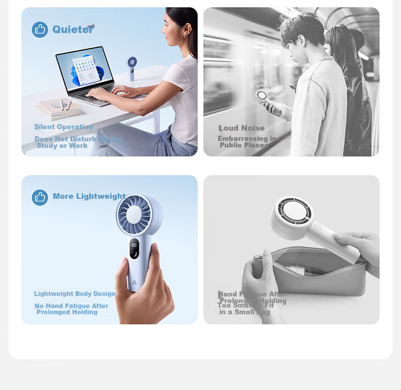 Aecooly Handheld Mini USB Rechargeable Portable Foldable Pocket Fan Lightweight Outdoor High Wind Power 6