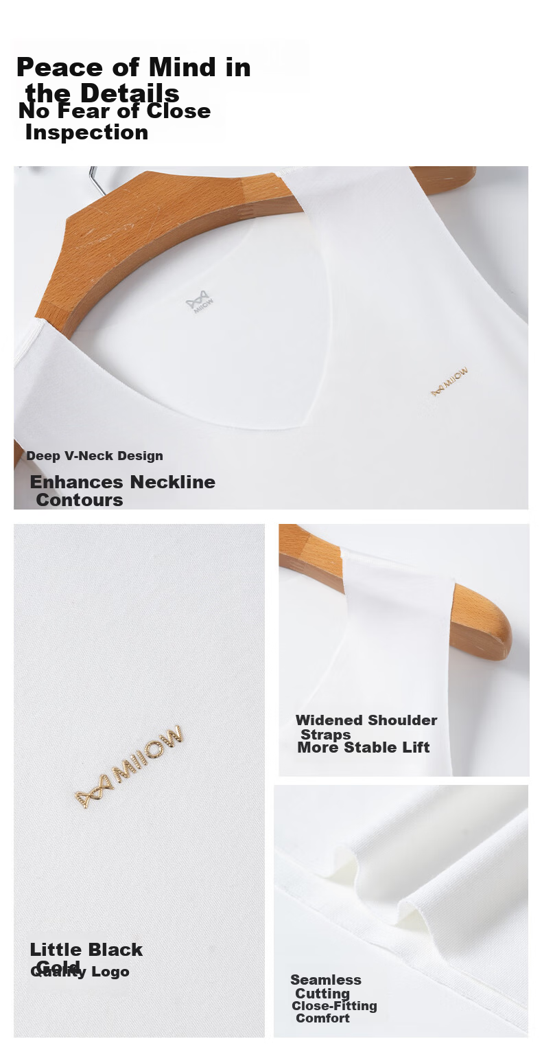 MiiOW Little Black Gold Series 2026 New Summer Men's Seamless V-Neck Wide Shoulder Modal Sleeveless Base T-Shirt 8