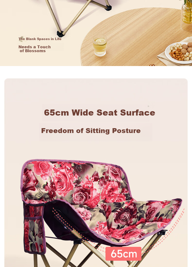 Gosoo Outdoor Folding Chair Thickened Moon Chair Portable Camping Picnic Lazy Sofa Chair Red 3