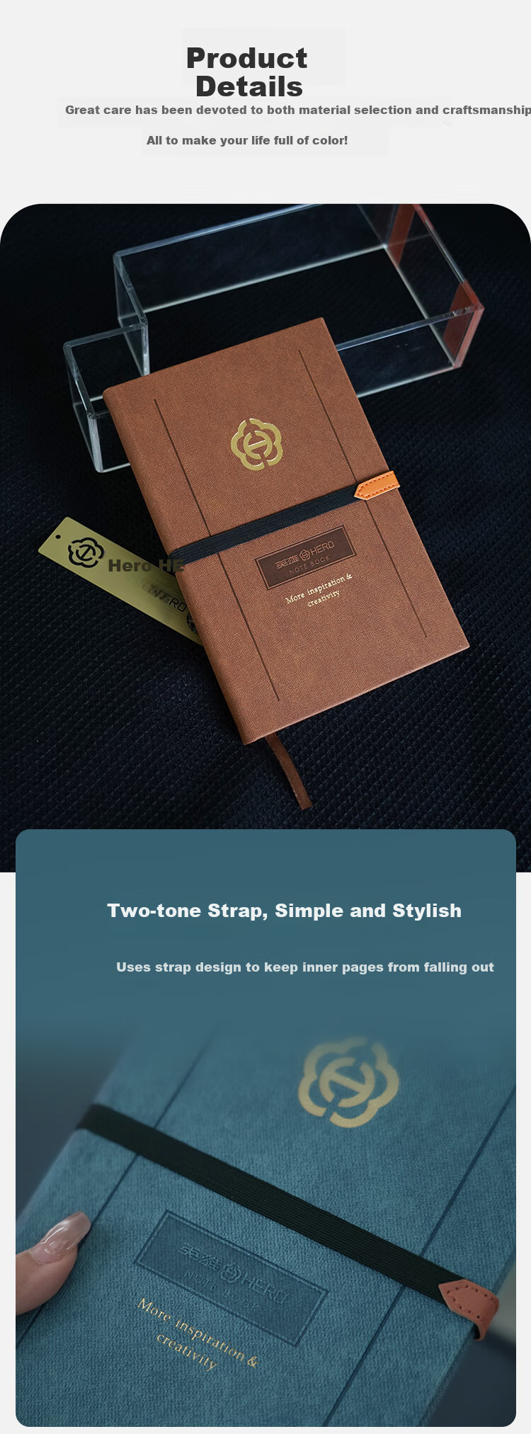 HERO A5 Business Notebook Thickened Hard Cover Soft Leather Simple High-End Gift Meeting Portable Office Stationery Lined Tearable Diary Journal Binder 4