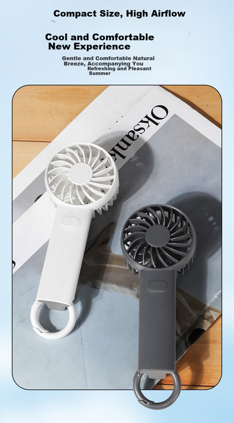AIMIKU Handheld Portable Mini USB Rechargeable Quiet Small Fan for Students Summer Outdoor Classroom Girls Large Airflow Dawn Pink 8