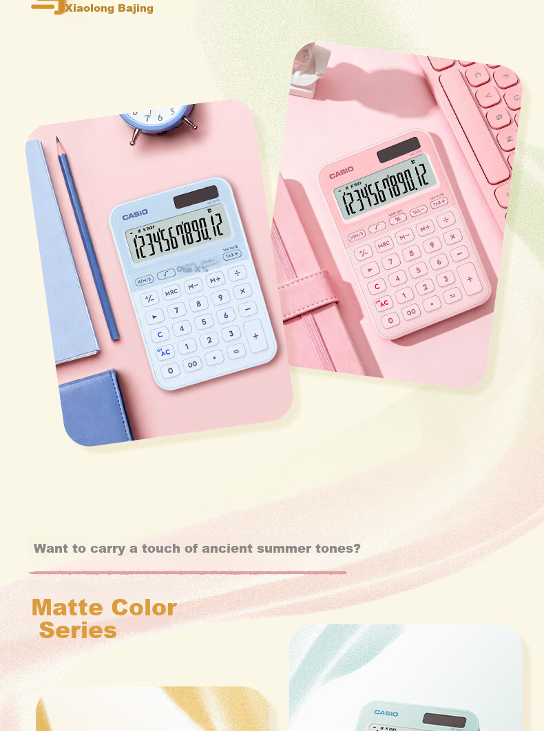 CASIO Dual Power Desktop Calculator 12-Digit Large Screen Solar MS-20YC Macaron Green 6
