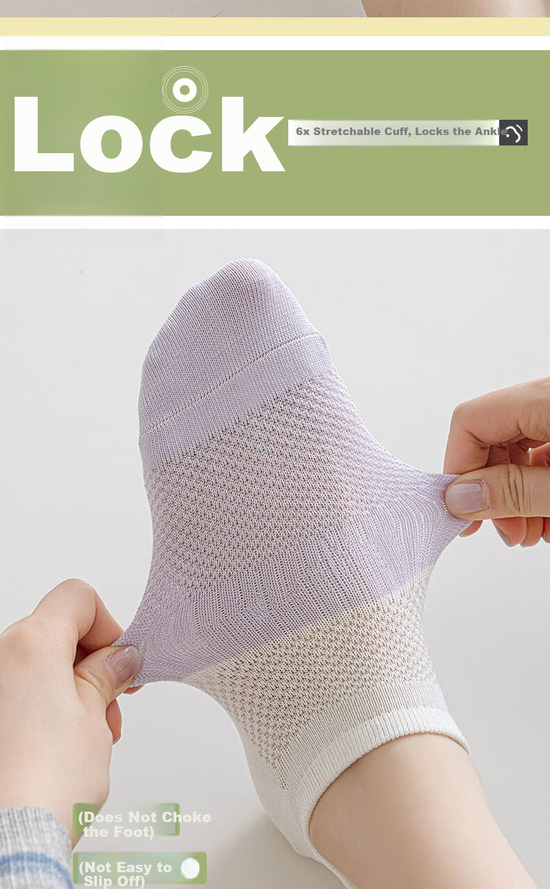 Yimian Women's Summer Thin Xinjiang Cotton No-Show Socks Antibacterial Odor-Resistant Breathable Mesh Low-Cut Cotton Socks 10 Pairs 8