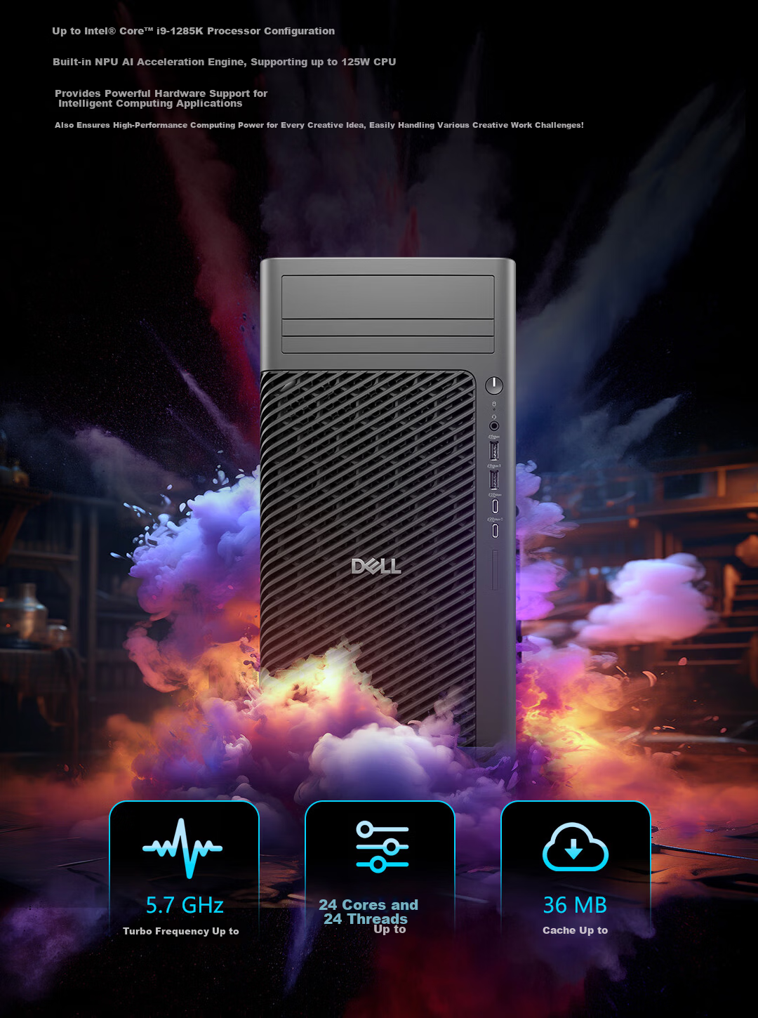 DELL Pro Max T2 Graphics Workstation OpenClaw AI Deployment PC Ultra7 265 | 32GB RAM | 512GB SSD + 2TB HDD | RTX 5060 Ti 16GB 2