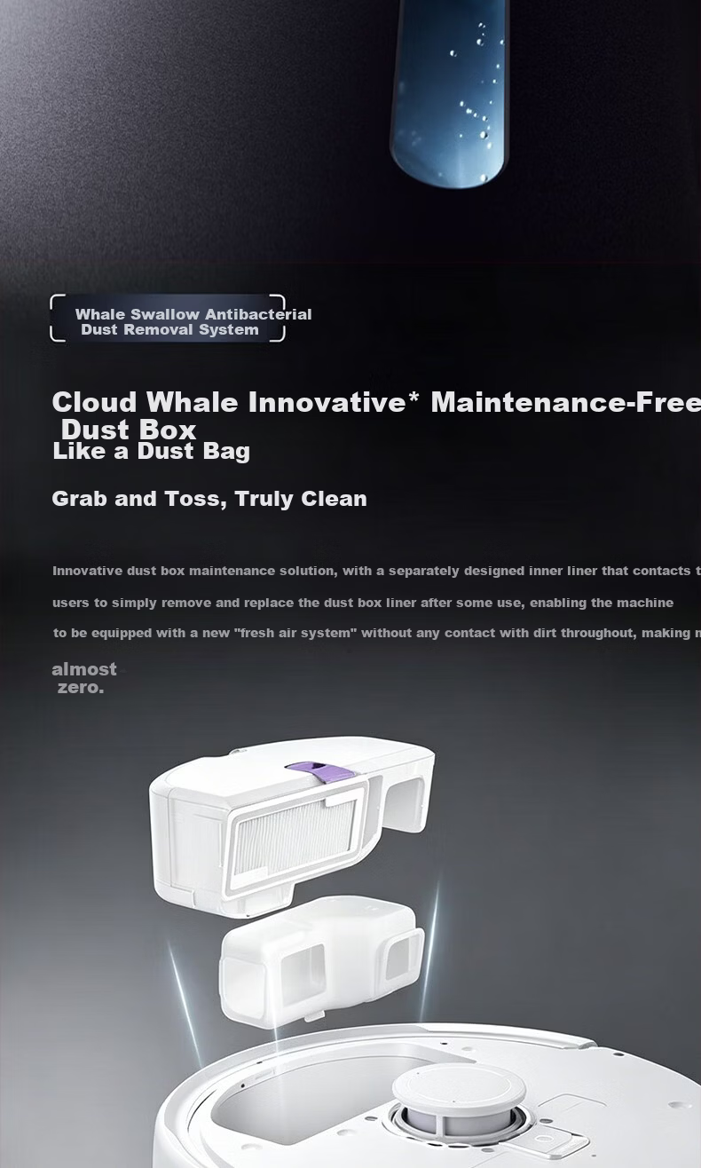 Cloud Whale Xiaoyao 002Max Disc Version AI Water Tank White 25kPa Hot Water Wash High Suction Sweeping and Mopping Robot Automatic Dust Collection Fully Automatic Robot Vacuum Cleaner 17