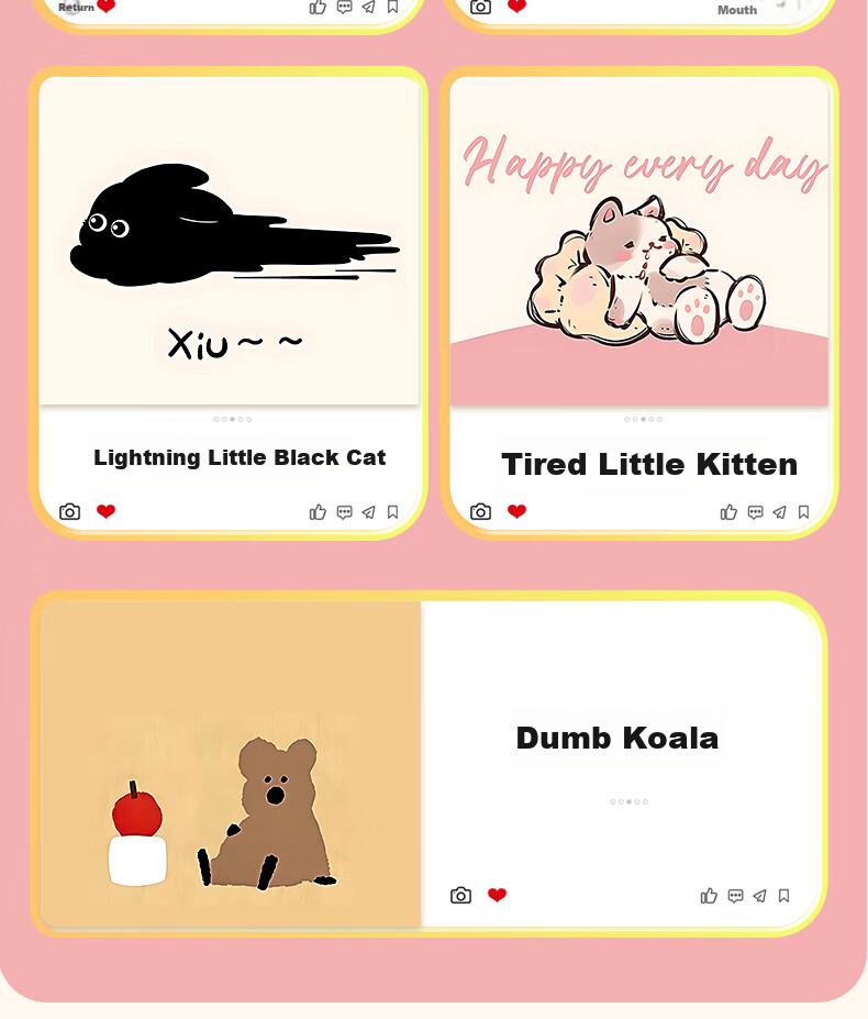 JPLAYER Small Cute Cartoon Anime Mouse Pad Office Desk Mat Simple Creative Edge-Locked Fine Surface Gaming Mouse Pad 300x250x3mm 3