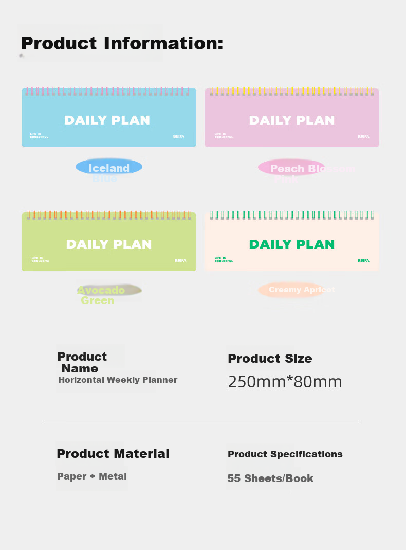BEIFA Daily Desktop Planner High-Quality Office Study Planner Self-Discipline Check-In Schedule Baguette Weekly Planner Cream Apricot - Blank [Back to School Essential] 10