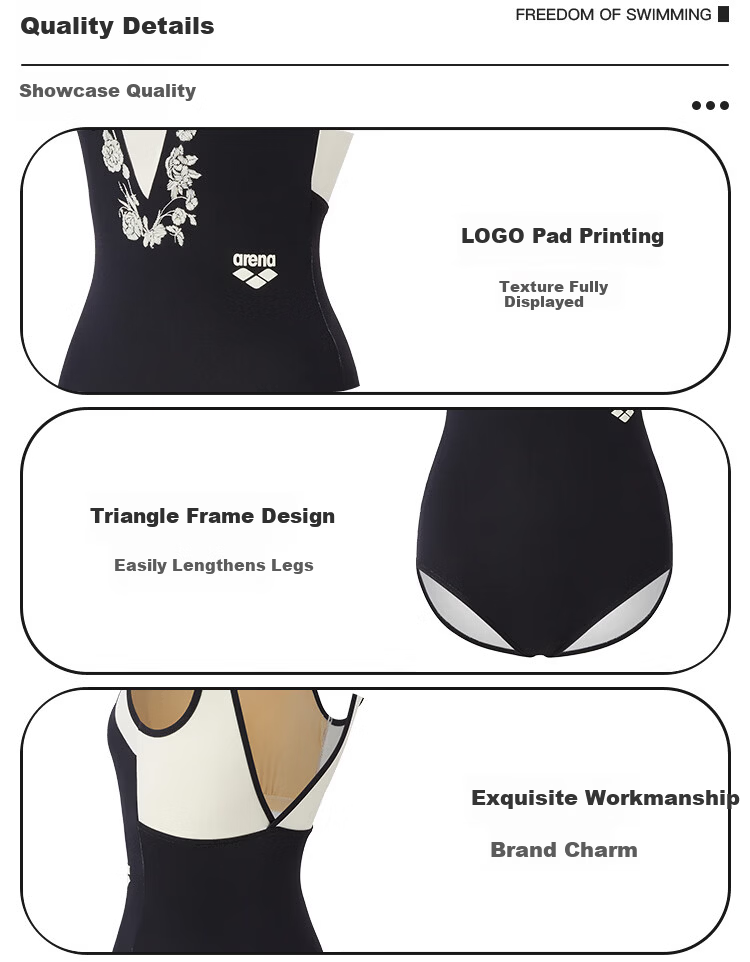 Arena Women's New South France Style Slim Sexy Sleeveless One-Piece Triangle Swimsuit Black and White XL 9