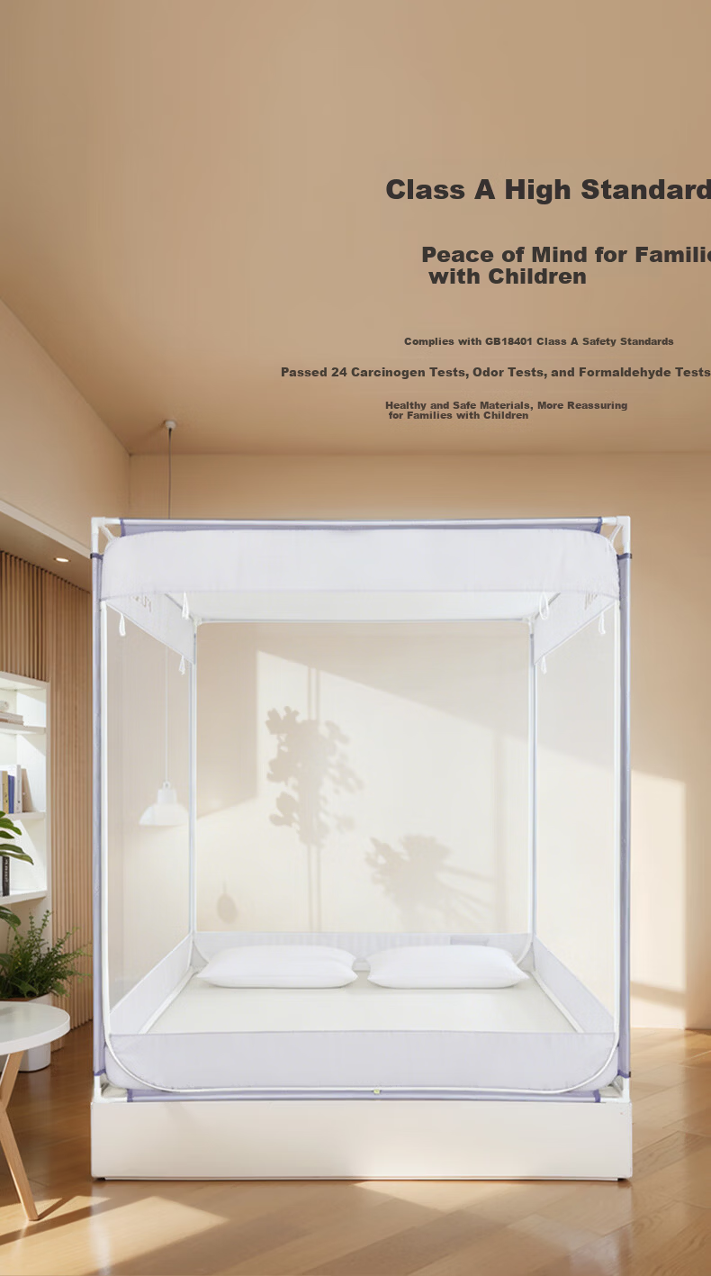 Fuanna Children's Class A Anti-Fall Mosquito Net Children's Playpen Mosquito Net Home Three-Door Encrypted Anti-Drop Single Mosquito Net 1.8m 3