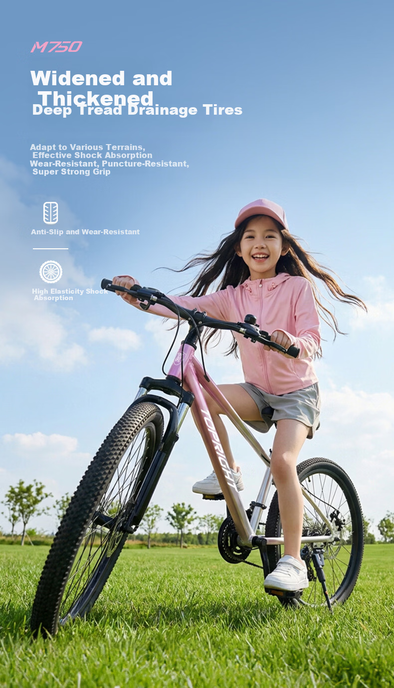Turreda Youth Girls Aluminum Alloy Off-Road Bicycle 24-Inch 24-Speed Commuter Bike for Middle and Primary School Students 1