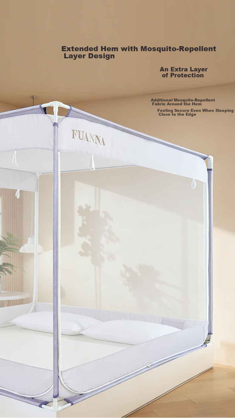 Fuanna Children's Class A Anti-Fall Mosquito Net Children's Playpen Mosquito Net Home Three-Door Encrypted Anti-Drop Single Mosquito Net 1.8m 6