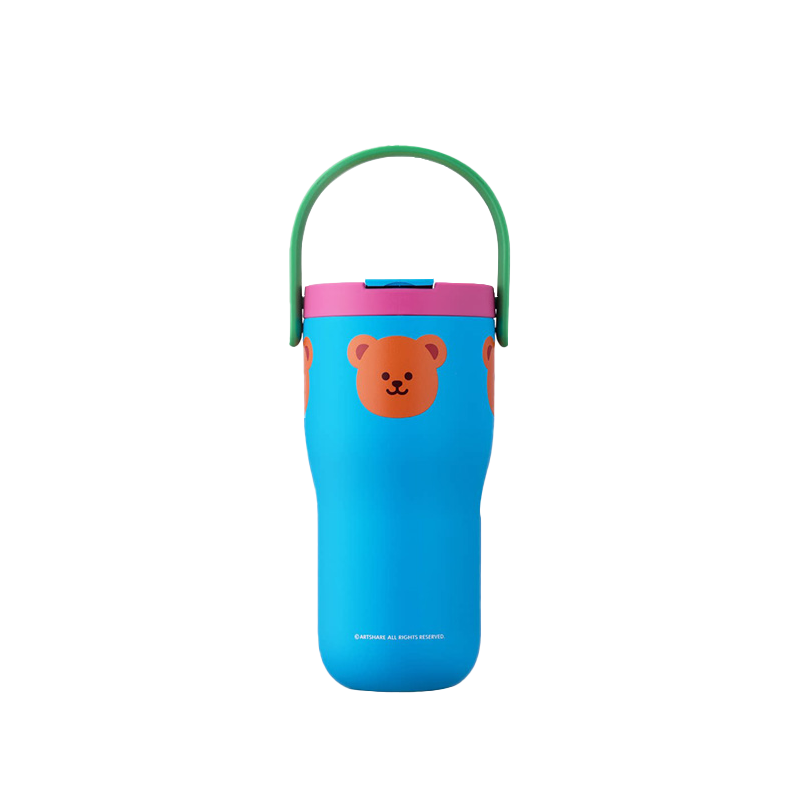 GLASSLOCK & wigglewiggle Collaboration Stainless Steel Portable Handheld Straw Cup Cartoon Cup 500ml
