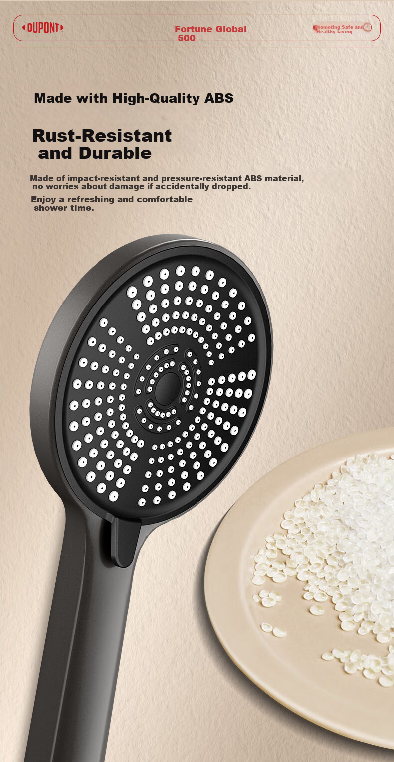 DU PONT Fortune Global 500 Large Panel Pressurized Handheld Shower Head 11