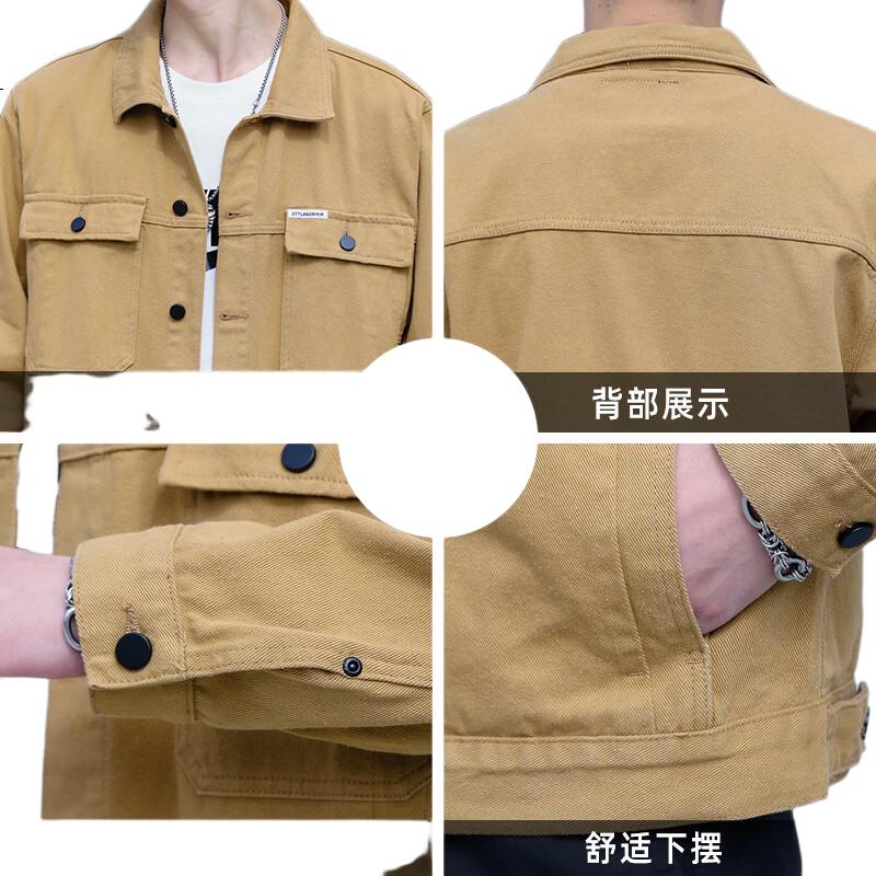 Jeanswest Men's Jacket 2026 Spring New Loose Fashion Simple Denim Jacket Deep Khaki 2XL