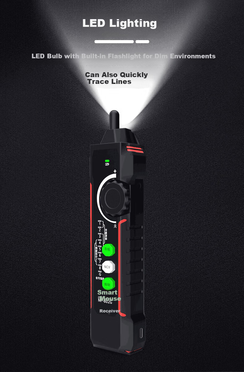 Smart Mouse NF-802MG Multifunction Cable Tracker Shielded Noise Network Cable Locator POE Live Line Tester 5