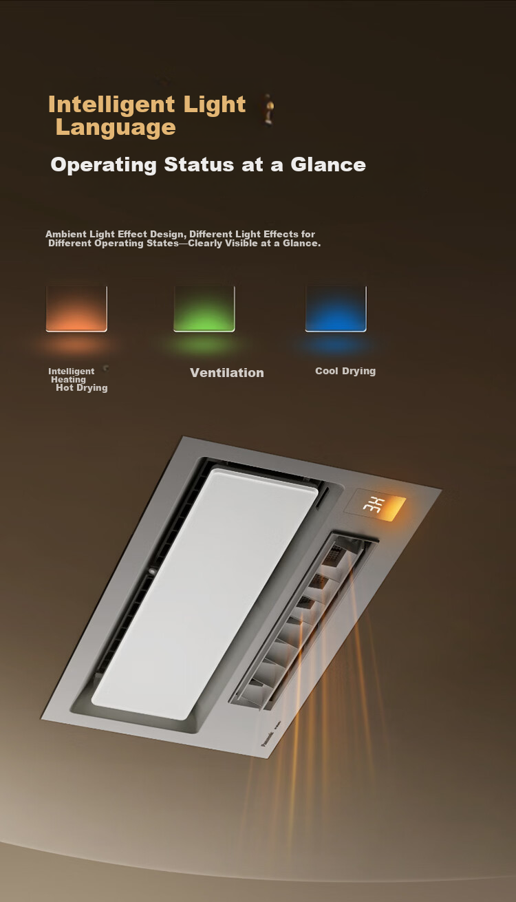 Panasonic Smart Bathroom Heater with Warm Air, Lighting, and Exhaust Integration 2026 New Model, R7 Air Constant Temperature Bath Heater with Light 14