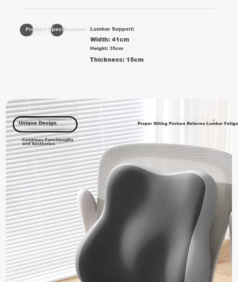 YOCOK Lumbar Support Pillow Office Waist Cushion Long Sitting Backrest Chair Deep Gray Version 3