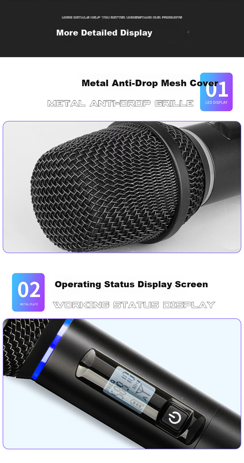 Depusheng K15 Wireless Microphone One-to-Four Portable Karaoke Microphone for Square Singing KTV Home Stage Hosting Conference Speech Live Outdoor Event Computer Karaoke Rechargeable Anti-Howling Pick 13