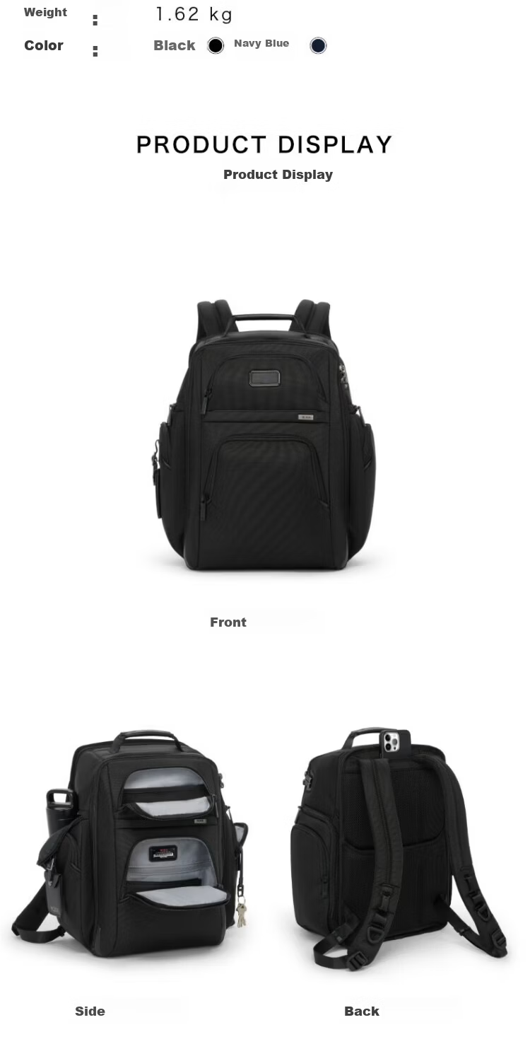 TUMI Alpha4 Men's Business Backpack Briefcase Laptop Bag Classic Upgraded Ballistic Nylon Gift 2