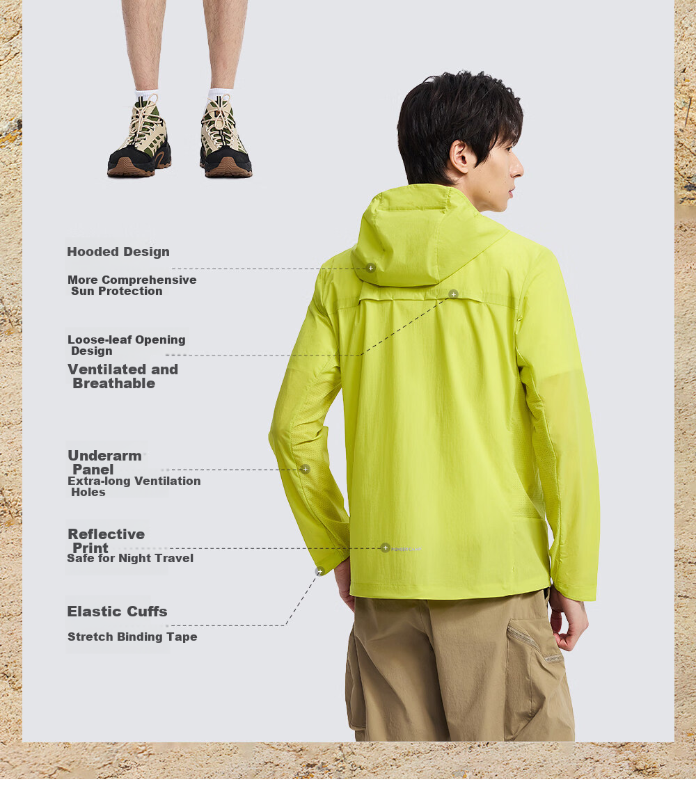 Pioneer Camp Fengdie Pro Men's Summer Outdoor Breathable Water-Repellent UV Protection Hooded Sun Protection Jacket 4