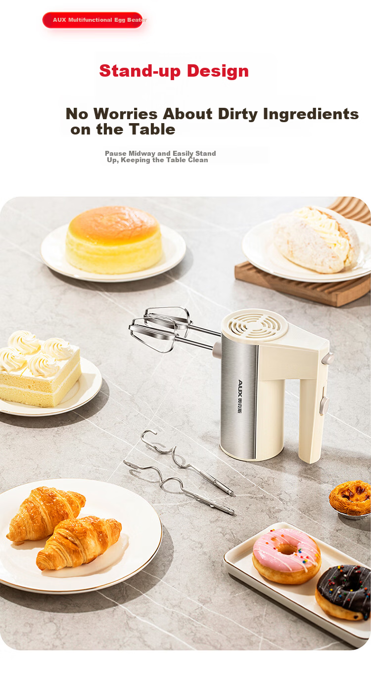 AUX Electric Hand Mixer High Power Mini Handheld Automatic Egg Beater Whisk Cream and Egg White Multifunctional Blender AUX-S11 7