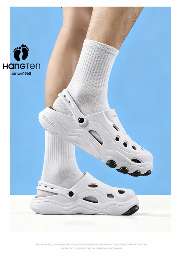 Huanteng Men's Summer Outdoor Beach Sandals Thick Sole Non-slip Breathable Clogs White Size 42-43 11