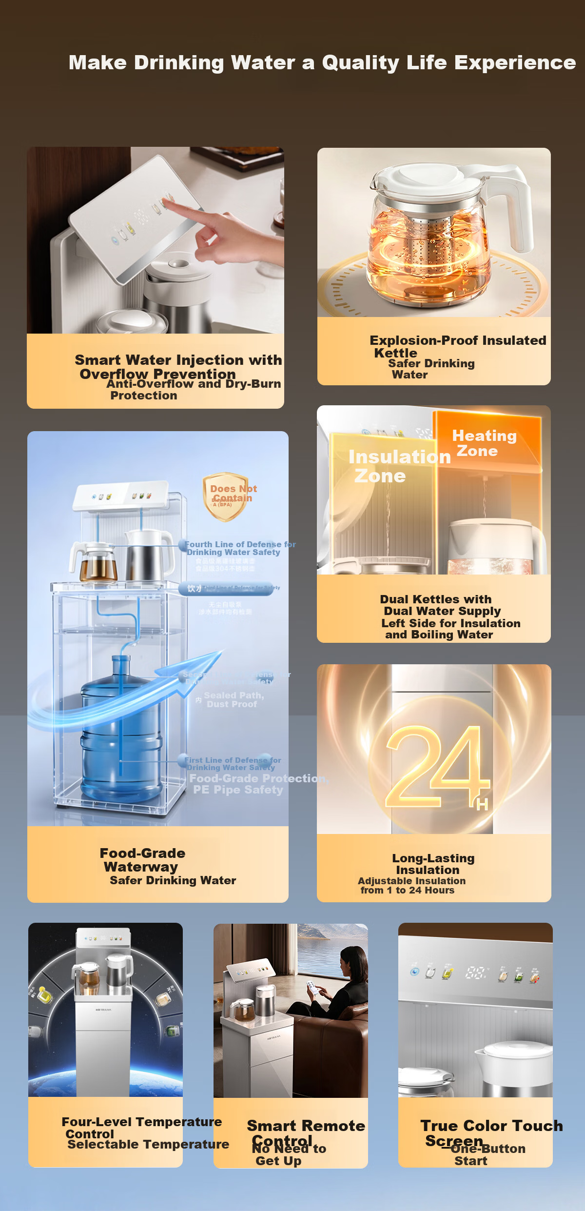 TRULIVA Tea Bar Machine Living Room Home Water Dispenser Remote Control Smart Tea Bar Cabinet Bottom-Load Water Bucket Fully Automatic Vertical Electric Kettle Multifunctional Tea Maker National Subsi 6