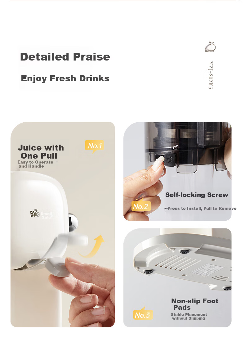 Bear NFC Fully Automatic Three-Stage Juicer Pulp and Juice Separator Multifunctional Electric Household Juice and Fruit Ice Cream Maker YZJ-S02K5 13