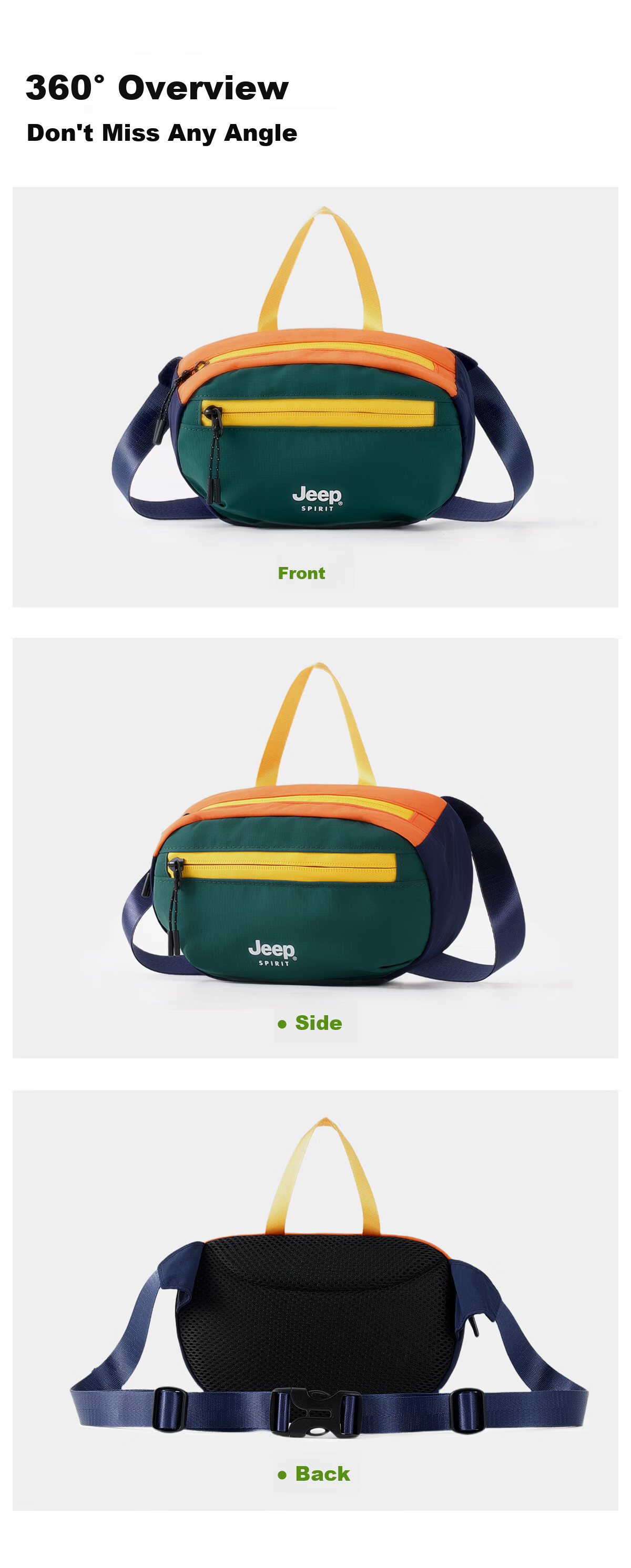 JEEP SPIRIT Outdoor Lightweight Chest Bag Men Outdoor Cycling Crossbody Bag Women Single Shoulder Sports Waist Bag Casual Small Phone Commuter Bag 15