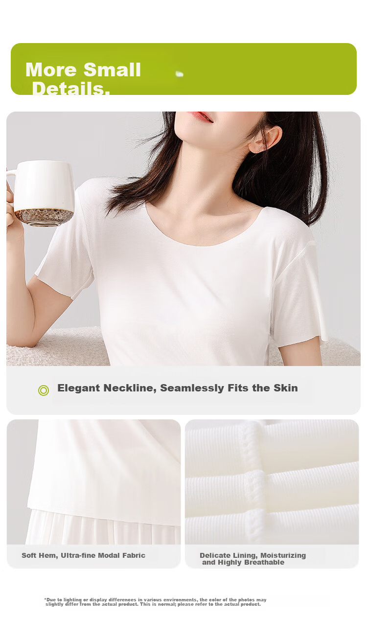 Miiow [Cool Modal] Women's Solid Color Slim Fit Soft Short Sleeve T-Shirt 13
