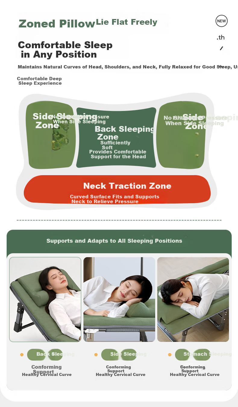 Aokai Fu Folding Bed Recliner Office Nap Bed Hospital Care Bed Ergonomic Traction Neck Support 2