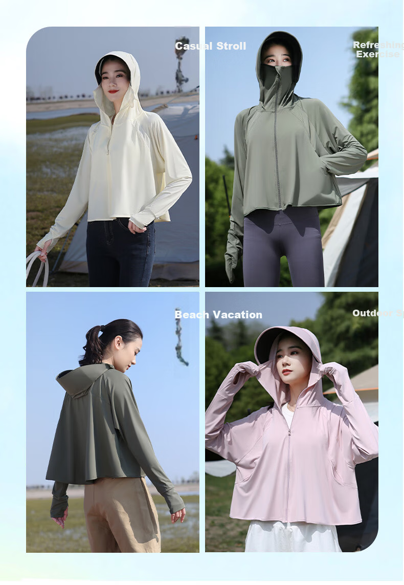 Langsha Women's Summer 2026 New Black Coated Brim UV Protection UPF50+ Ice Silk Outdoor Sun Protection Jacket 5