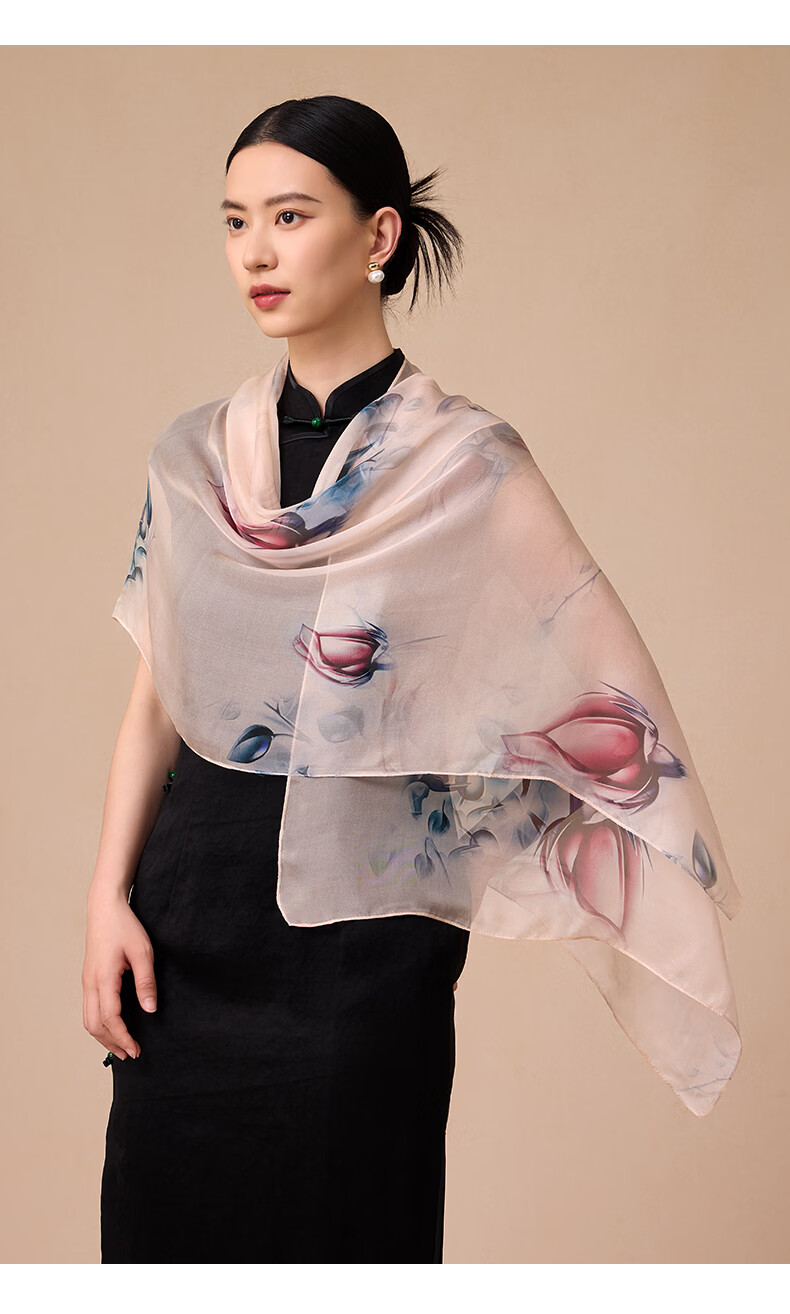 Hengyuanxiang 100% Mulberry Silk Scarf Women's Silk Summer Lightweight Office Shawl Wrap Mom Birthday Gift 28