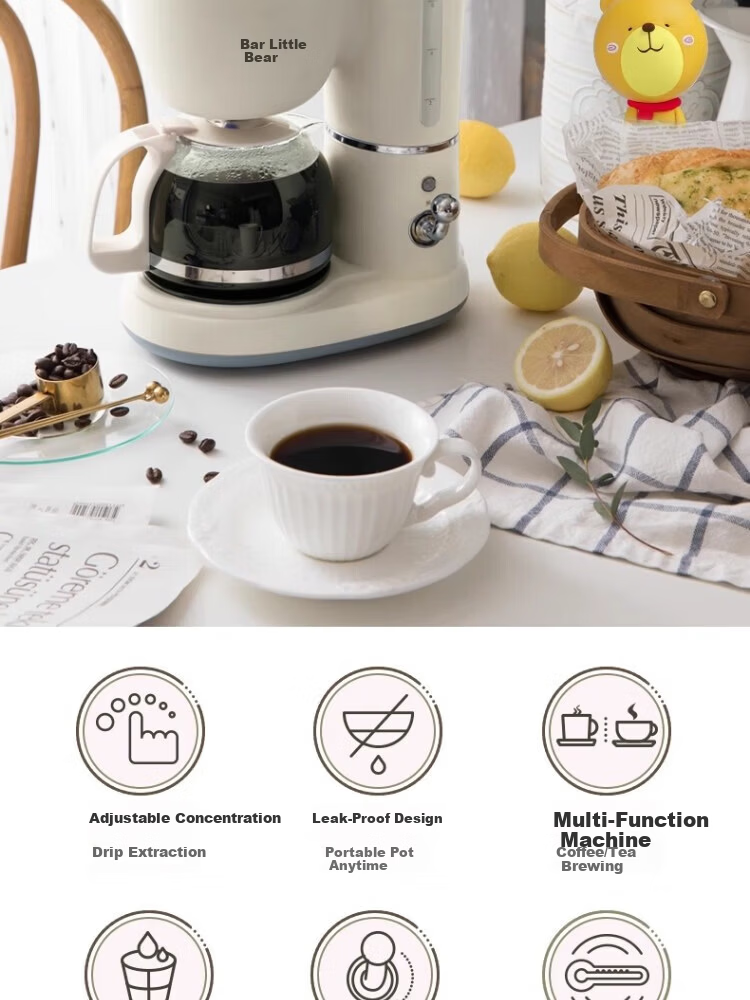Bear Office Home Small Fresh Brew Coffee Maker Adjustable Strength Drip-Proof Continuous Heating Multi-Function Coffee Machine KFJ-A06N2 [Coffee and Tea Dual Use] 1