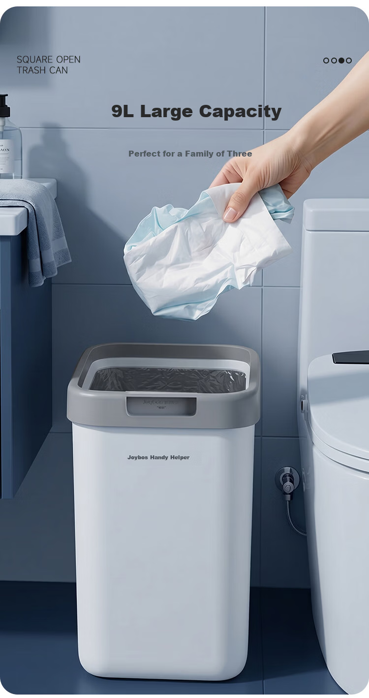 Jiabangshu 8.9L Large Lidless Trash Can for Office Dormitory Home Living Room Kitchen Bathroom Trendy Wastebasket 4