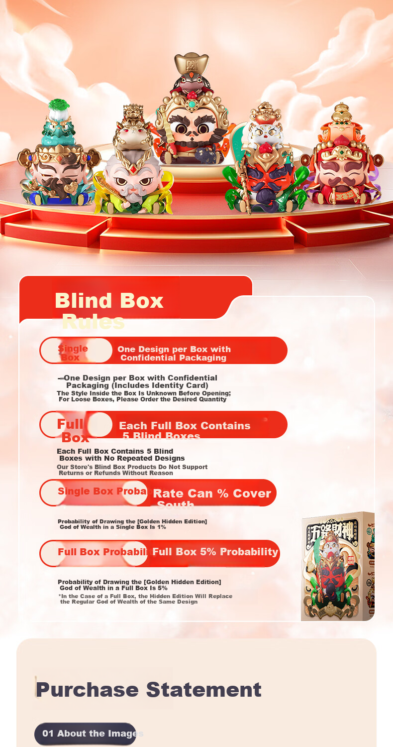 Fufu Tie Tie Five-Way God of Wealth New Year Wish Blind Box Lucky Trendy Figurine Creative Chinese Style Year of the Horse Gift Ornament 14