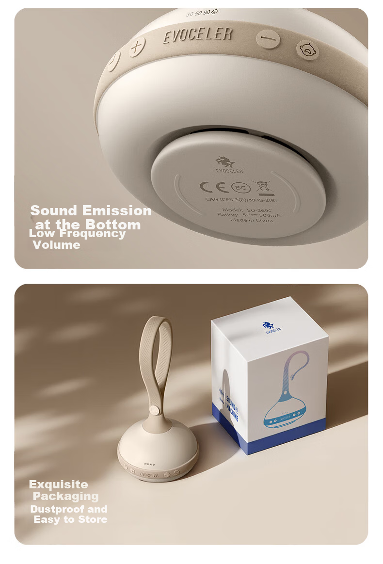 EVOCELER UK Baby Soothing Sleep Device 0-6 Months Portable White Noise Machine Sleep Aid Music Sleeper 25