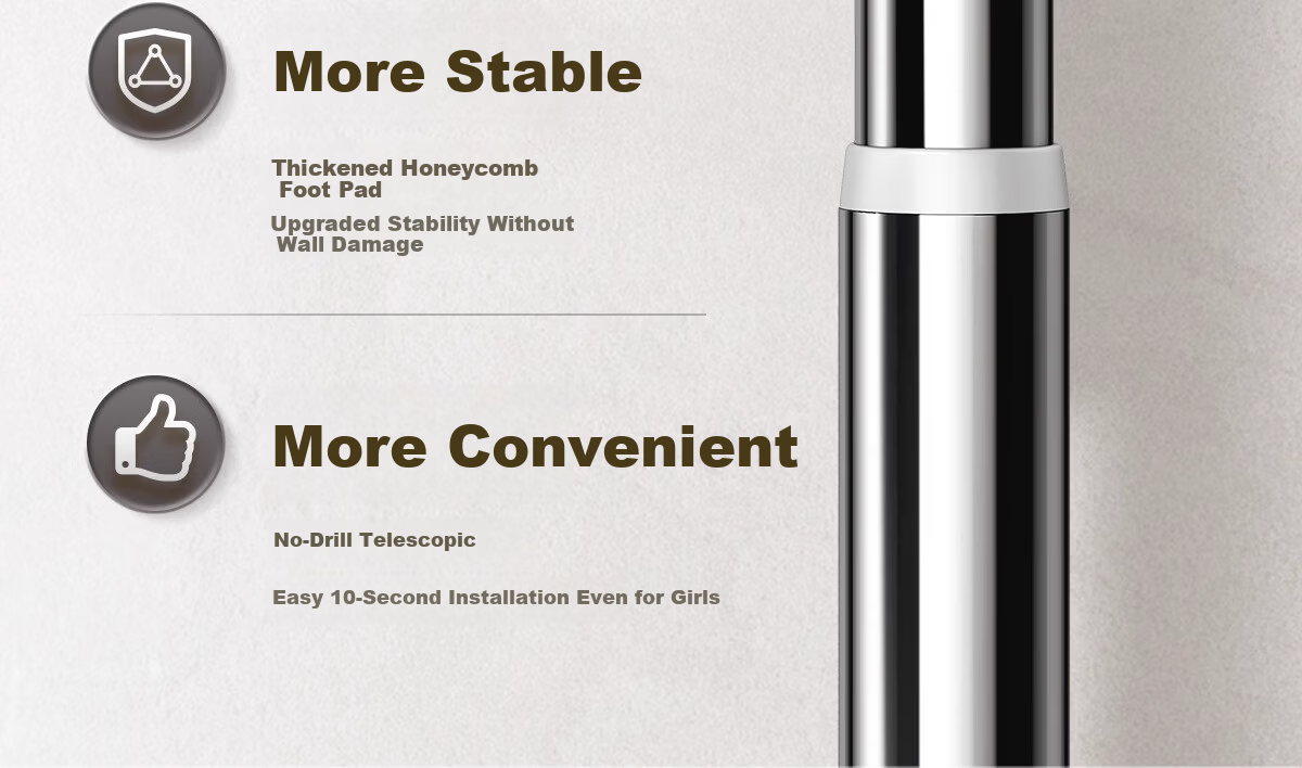 Futuristic No-Drill Telescopic Stainless Steel Clothes Drying Rod Balcony Wall-Mounted Support 340-400cm 31