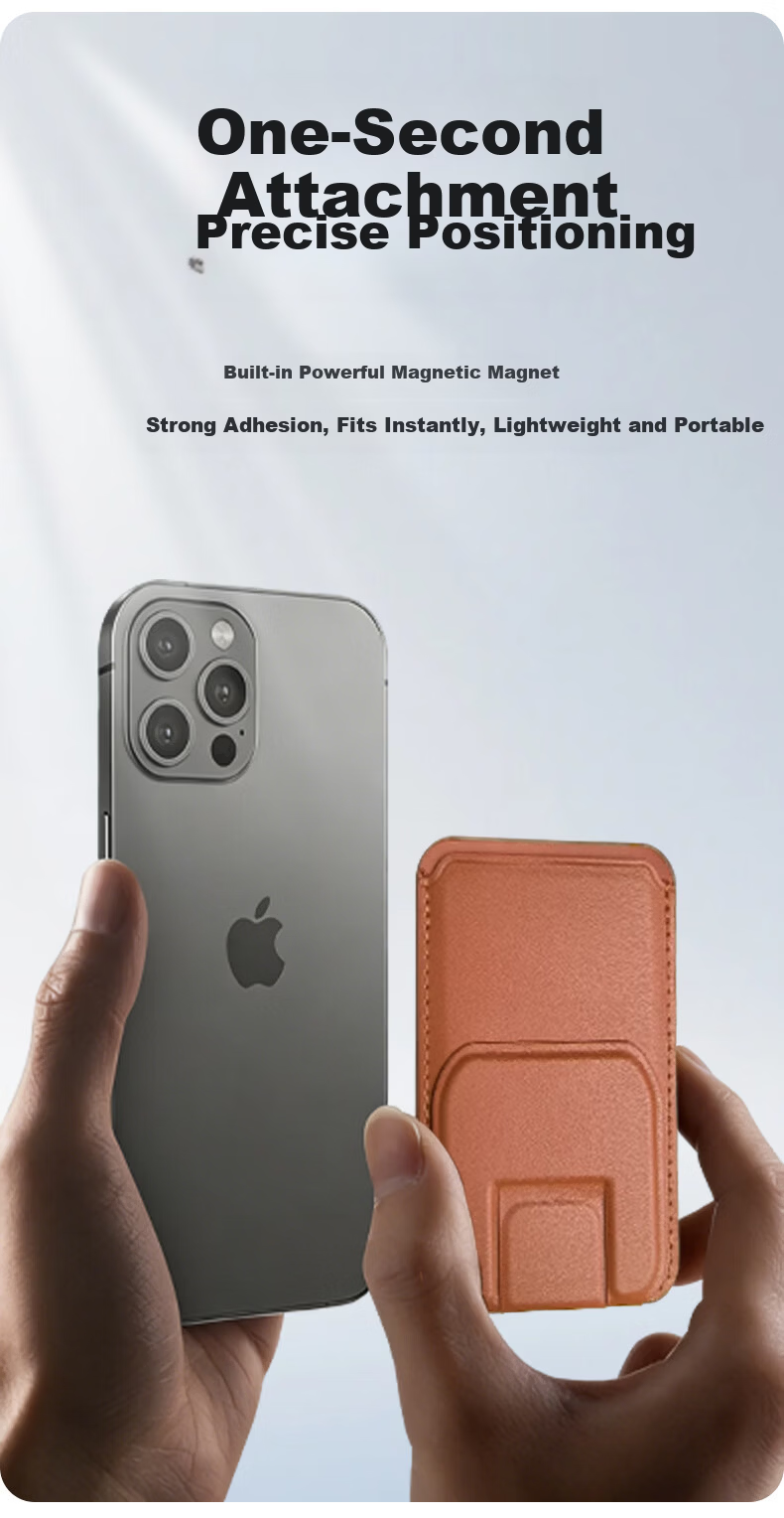 Zitai Card Holder Phone Stand Tablet Stand MagSafe Magnetic Card Holder Phone Case 2-in-1 Card Sleeve Back Sticker Transit Metro Card Compatible with Apple iPhone 17/16/15/13 Brown 3