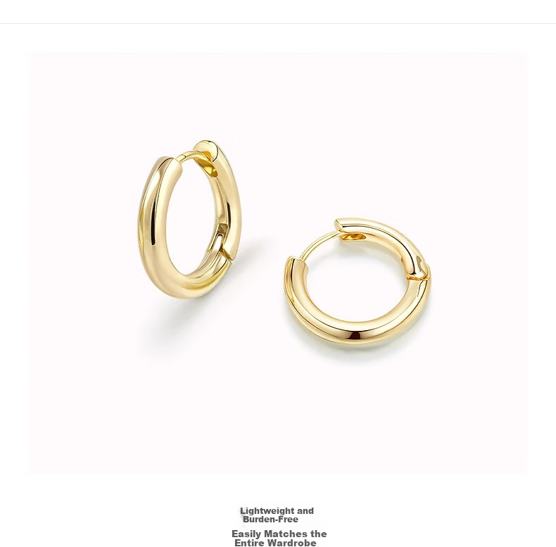 Aji Bean Women's Fashion European and American Style Simple Hoop Earrings Niche Light Luxury High-End Silver Hoop Birthday Gift 1