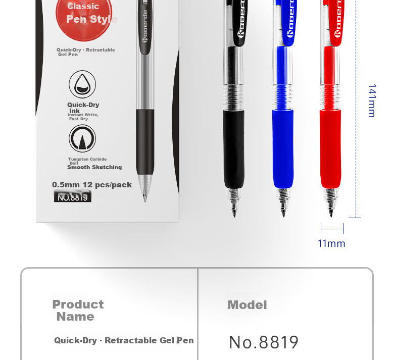 Kaoerde Brand Signature Pen 0.5mm Student Gel Pen Business Office Meeting Pen [8834] Black / [12pcs] 13