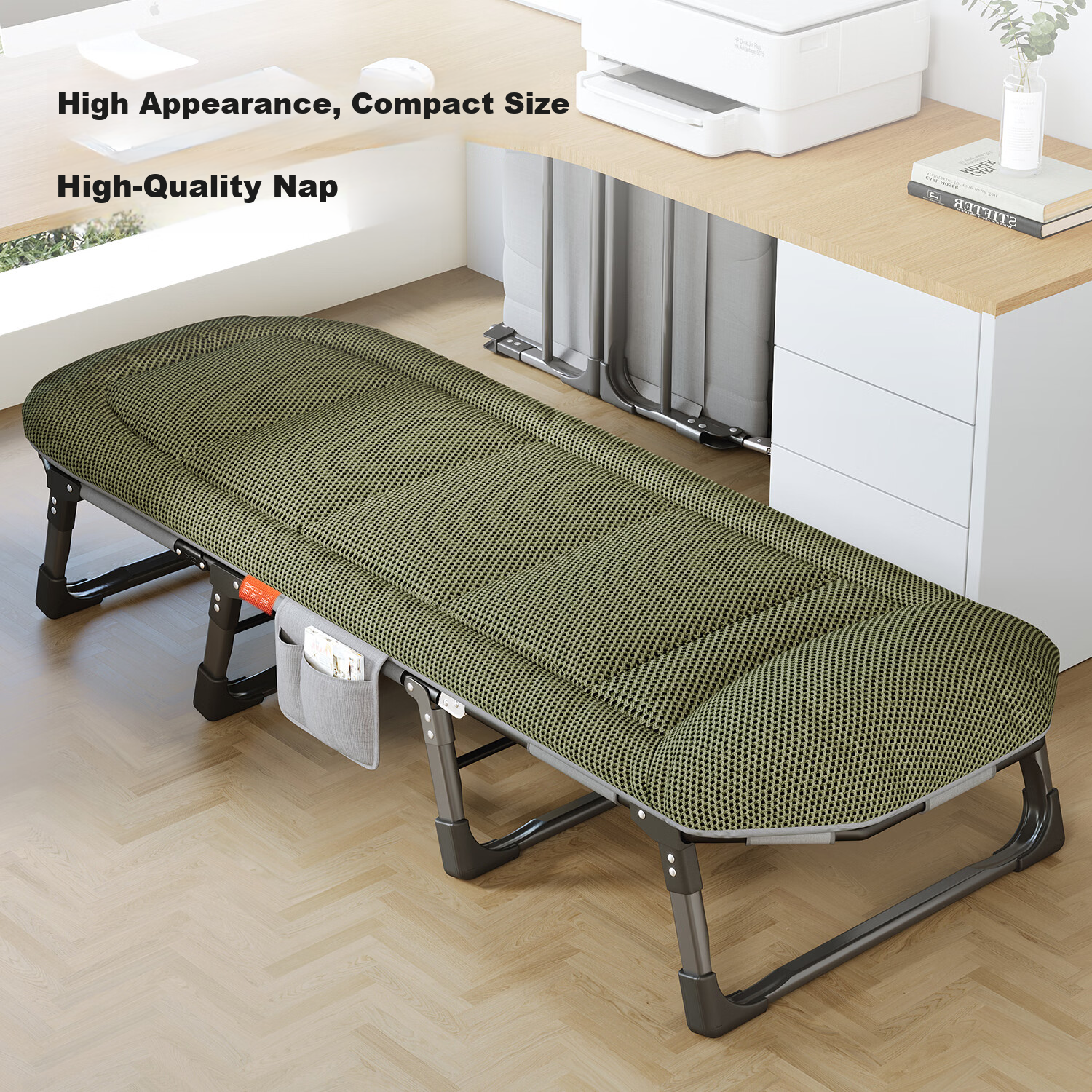 OKeefe Folding Bed Recliner Single Nap Bed Multifunctional Military Cot Care Bed Office Nap Bed 4D Breathable