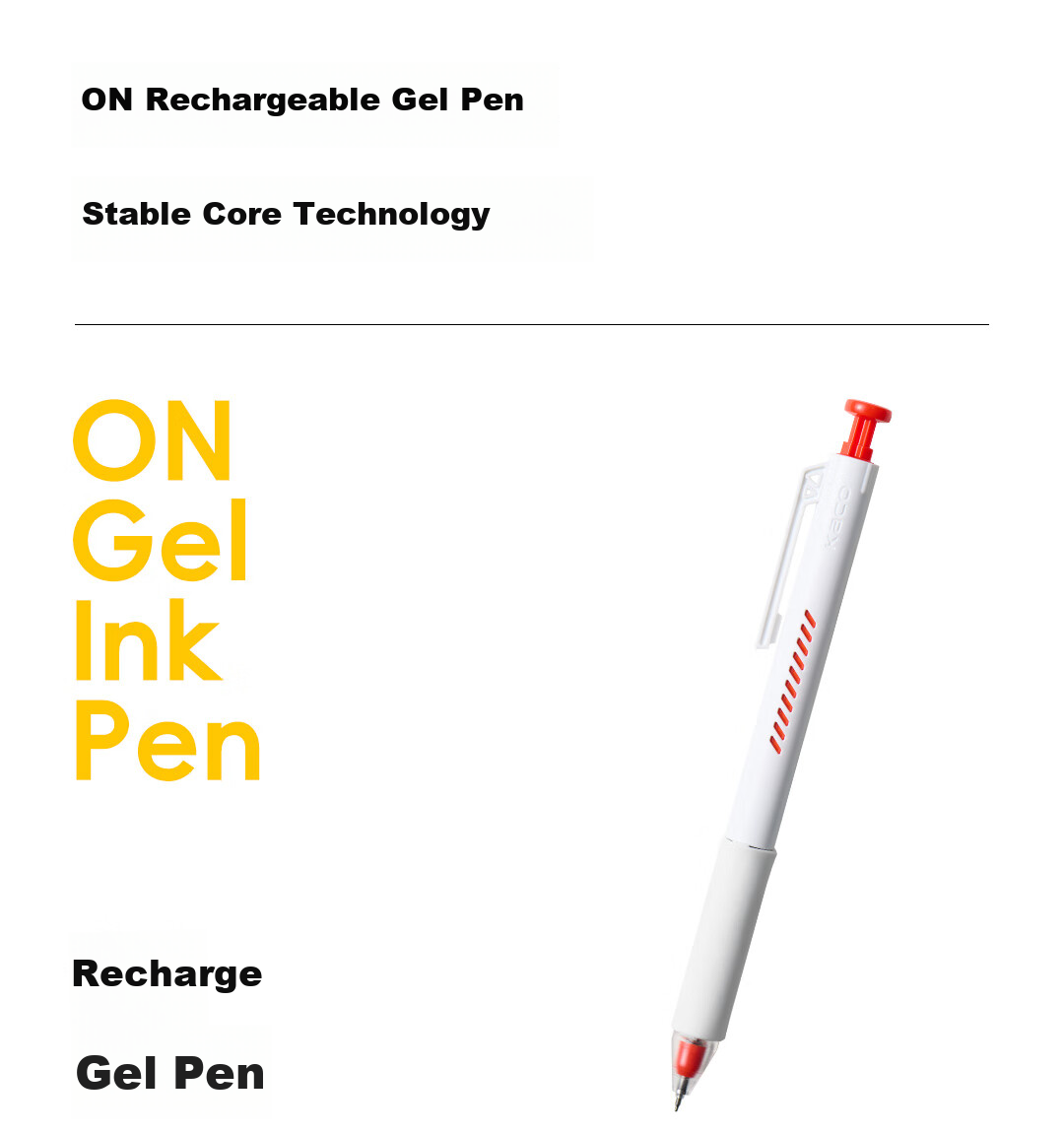 KACO Rechargeable Red Gel Pen 0.5mm Red Click Pen Ins Stylish Teacher Correction Pen Frost White/Red 3-Pack 7
