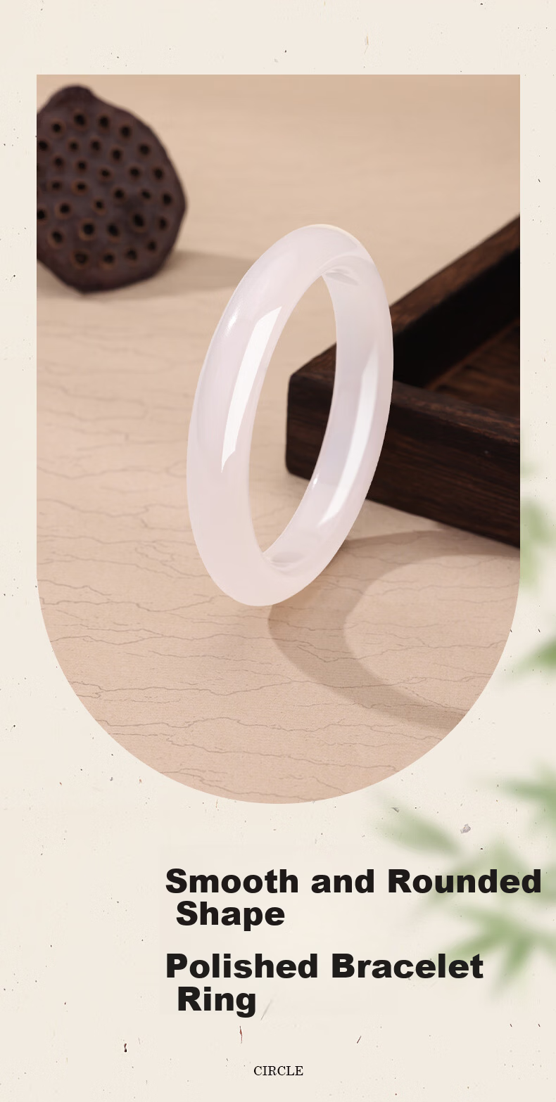 Shuibei White Moonlight Chalcedony Bangle for Women Simple Elegant Chalcedony Bracelet Birthday Gift for Wife Girlfriend 6