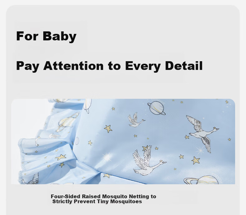 OUYUN Baby Mosquito Net Portable Foldable Newborn Anti-Mosquito Cover Mongolian Tent Baby Crib Mosquito Net Swan Planet Large Size 16