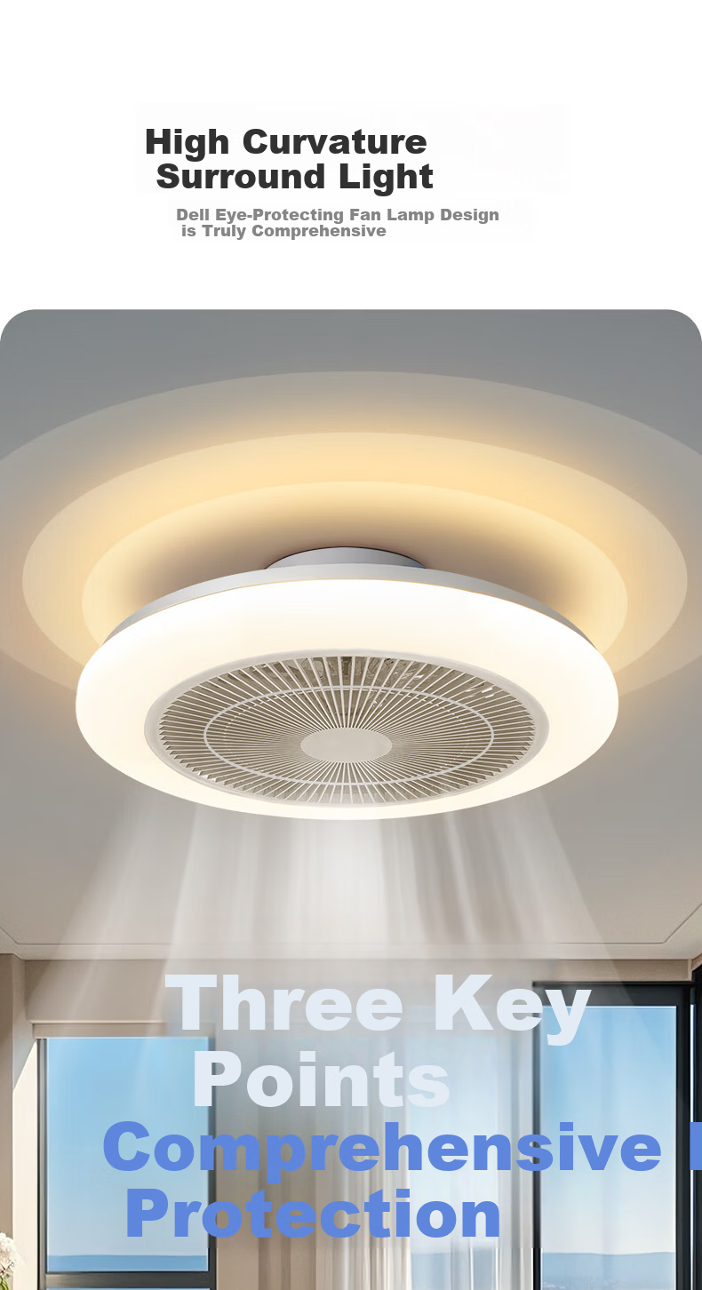 Dell Fan Light Pure Eye Protection Bedroom Invisible Fan LED Ceiling Fan Light Integrated Dining Room Light with Fan Installation Included 8