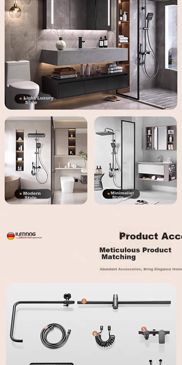 ILeddog [Germany] All-Copper Body Shower Set Home Bathroom Bath Shower Head Complete Set SL-003 17